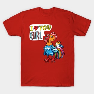 Rooster Love Girl T-Shirt